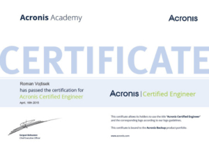Certifikace Acronis